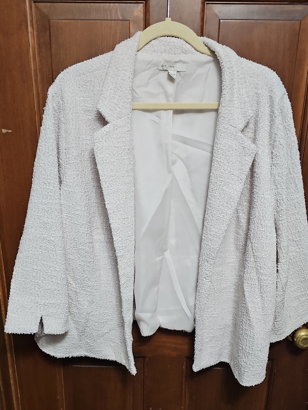 Oatmeal Bouclé Open-Front Blazer Jacket